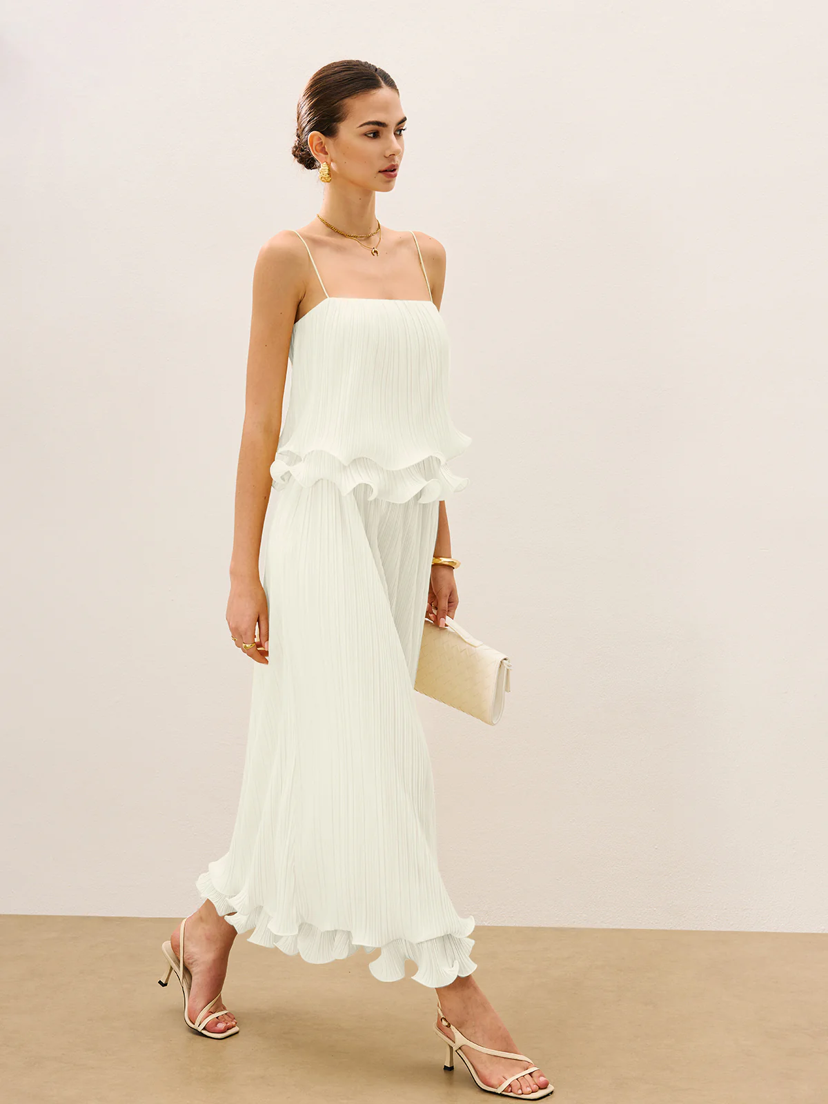 Pleated Layered Ruffle Skirt Set - Takermore