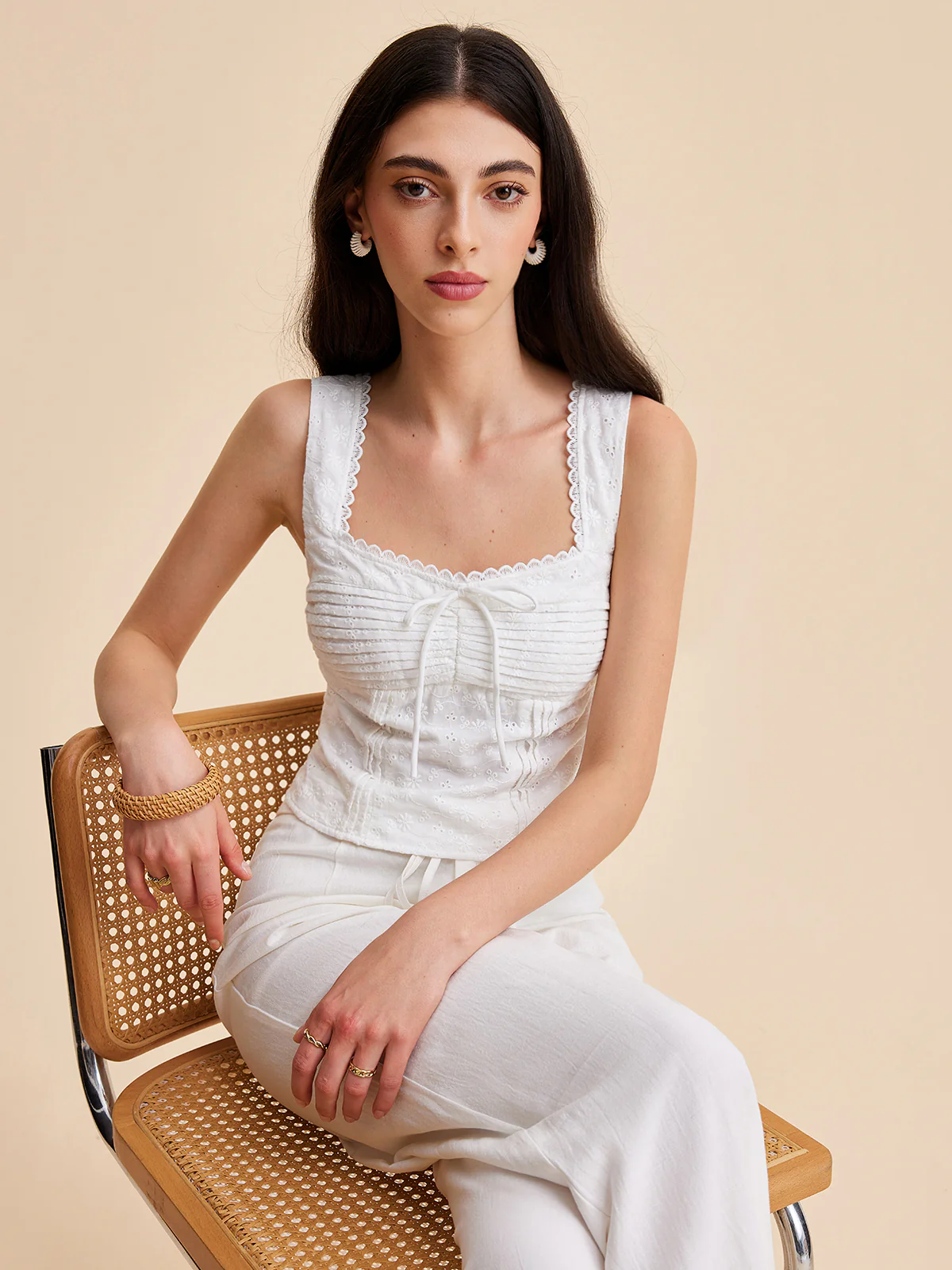 Pleated Cotton Zipper Tank Top - Takermore