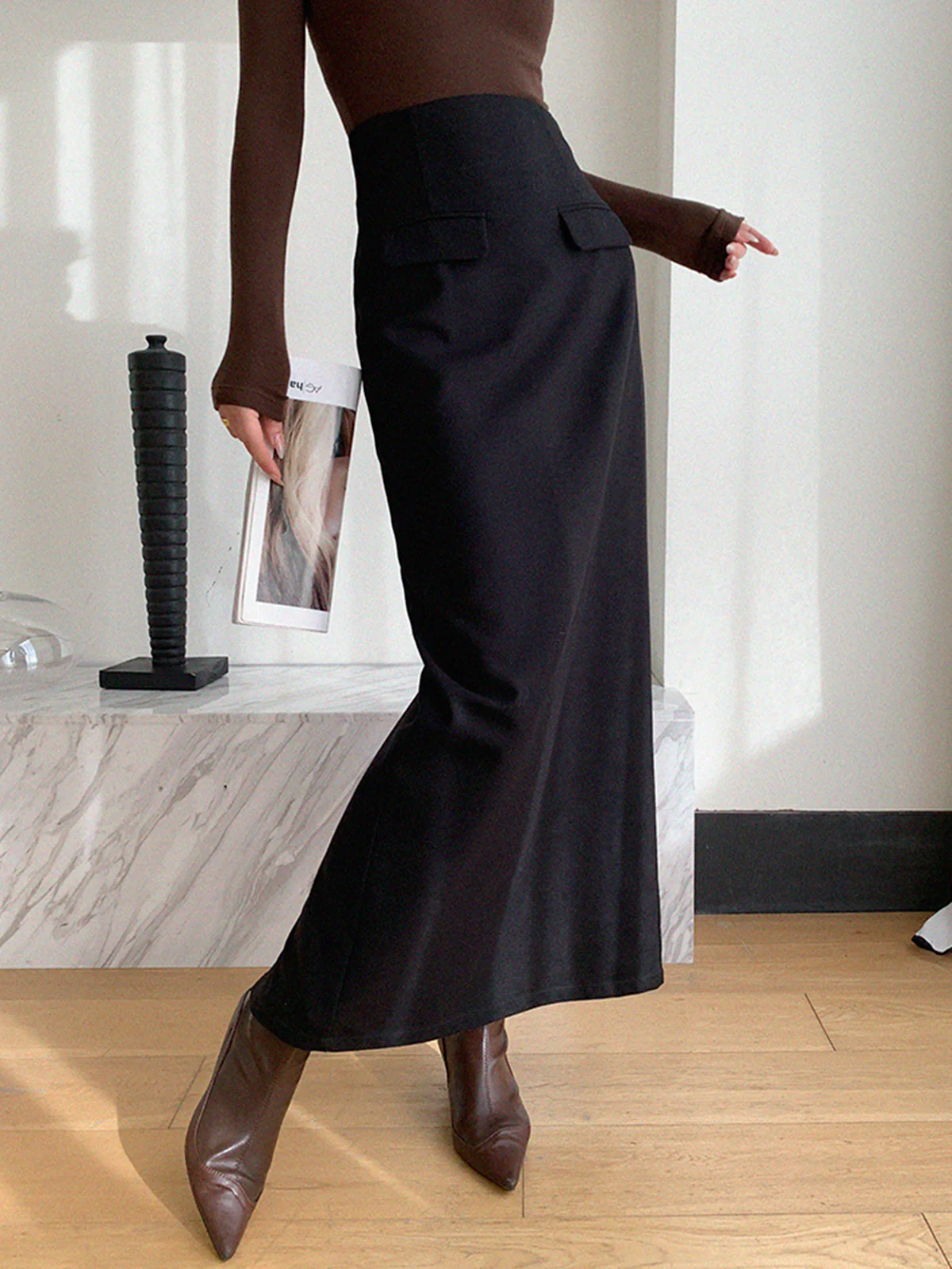Plain A-Line Maxi Skirt - Takermore