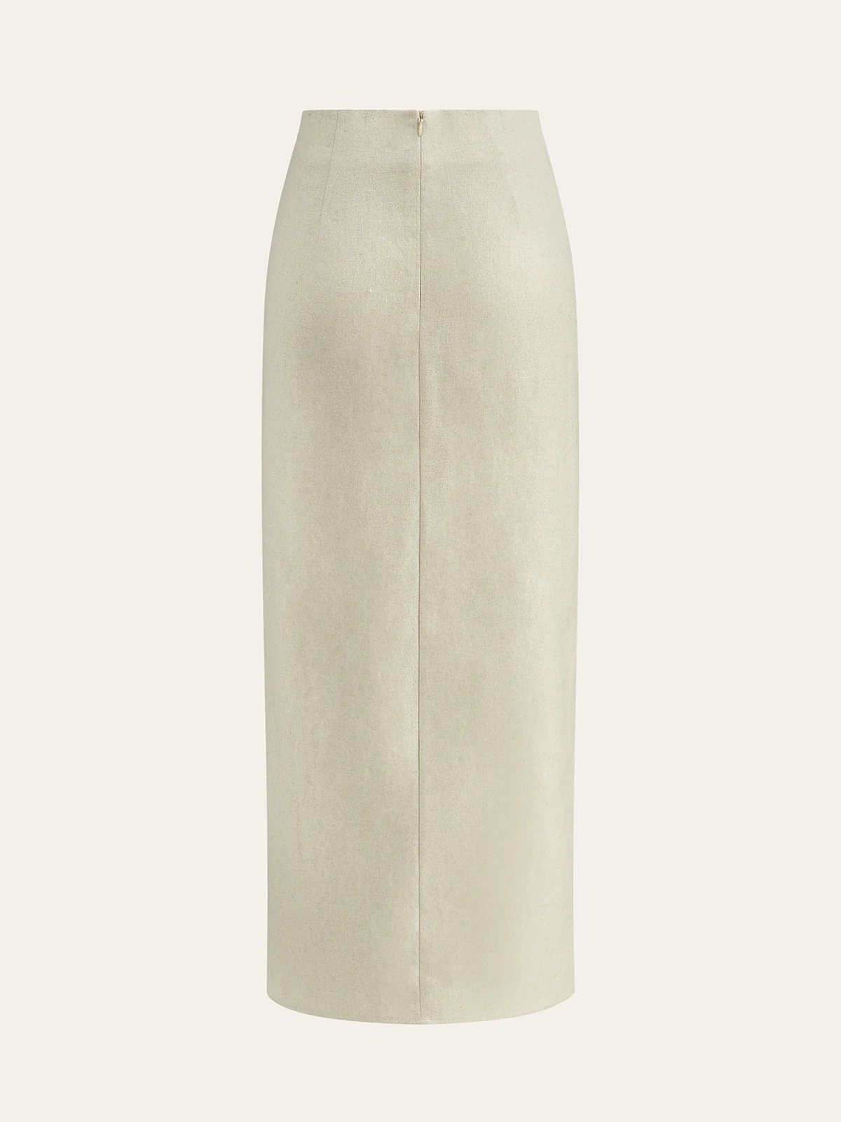Linen Blend Wrap Midi Skirt with Wooden Buckle - Takermore