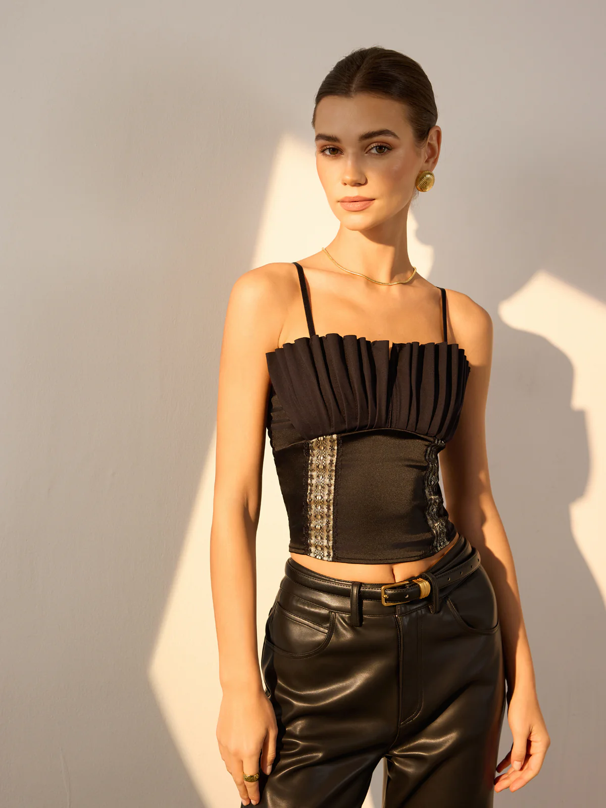 Pleated Crop Cami Top - Takermore