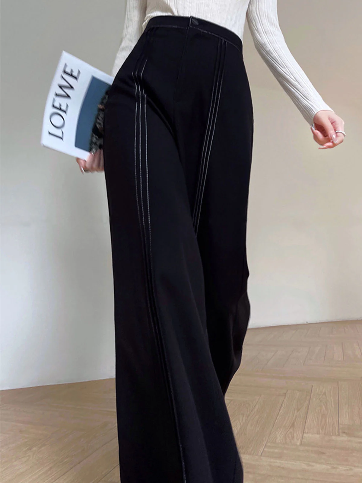 Contrast Bars Wide-Leg Flare Pants - Takermore