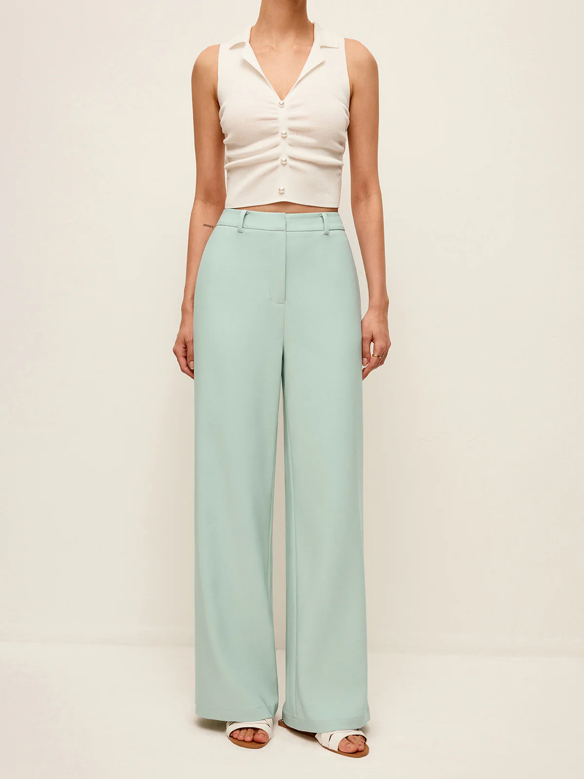 Mid-Waist Wide-Leg Pants Without Belt - Takermore