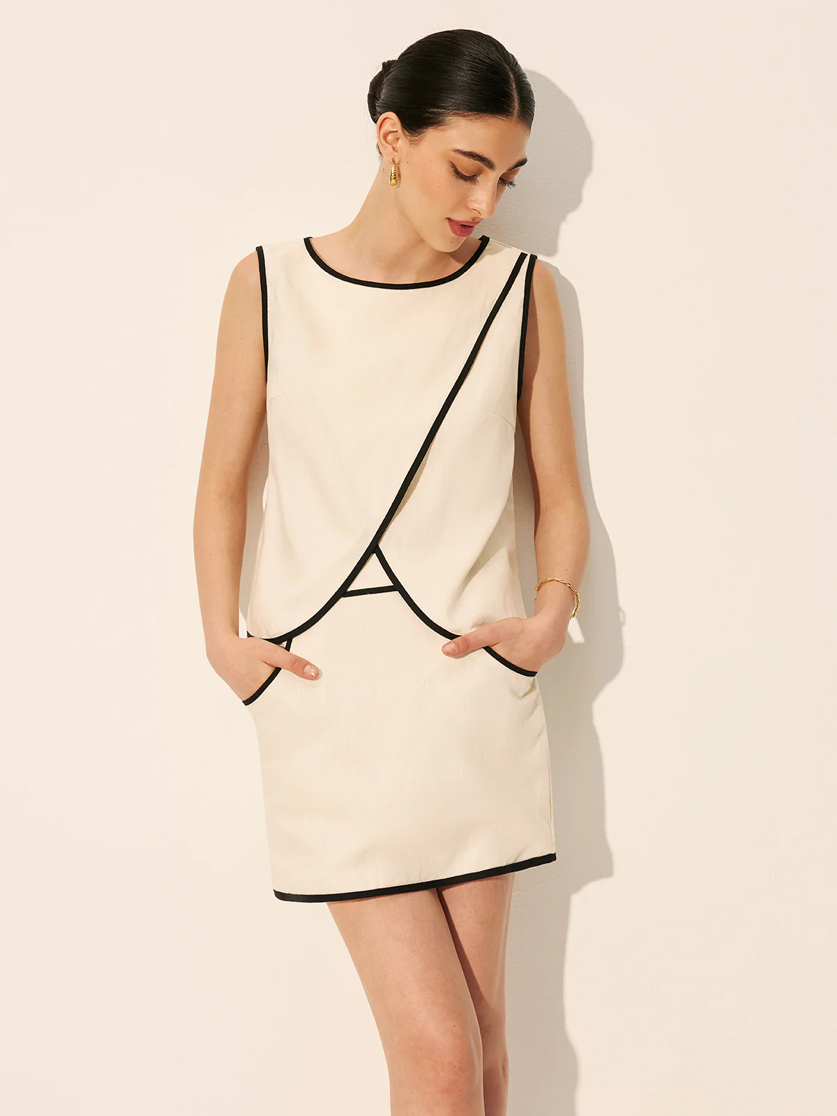 Linen & Cotton Zipper Criss Cross Skirt Set - Takermore