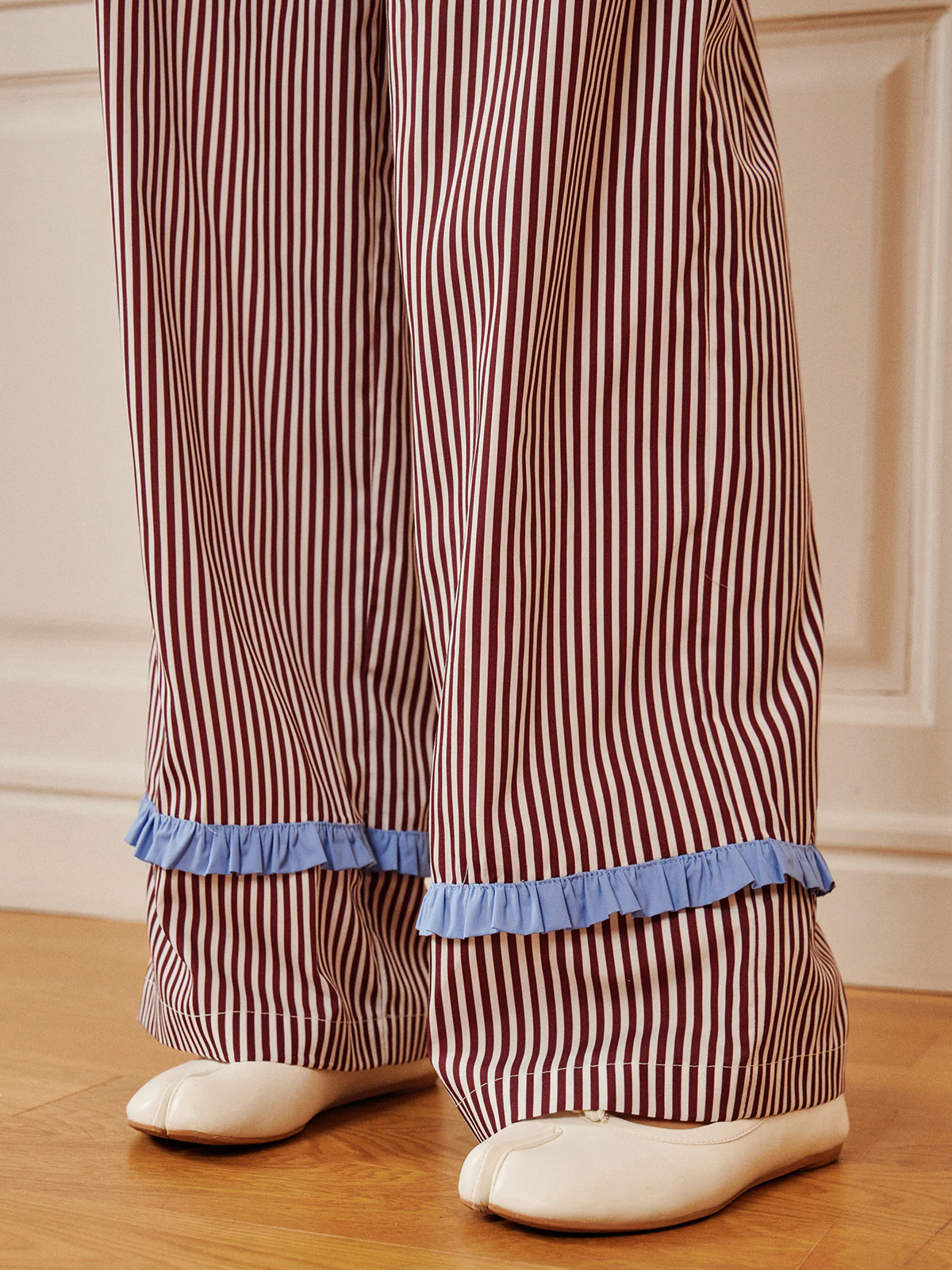 Pinstripe Ruffle Bow Pants - Takermore