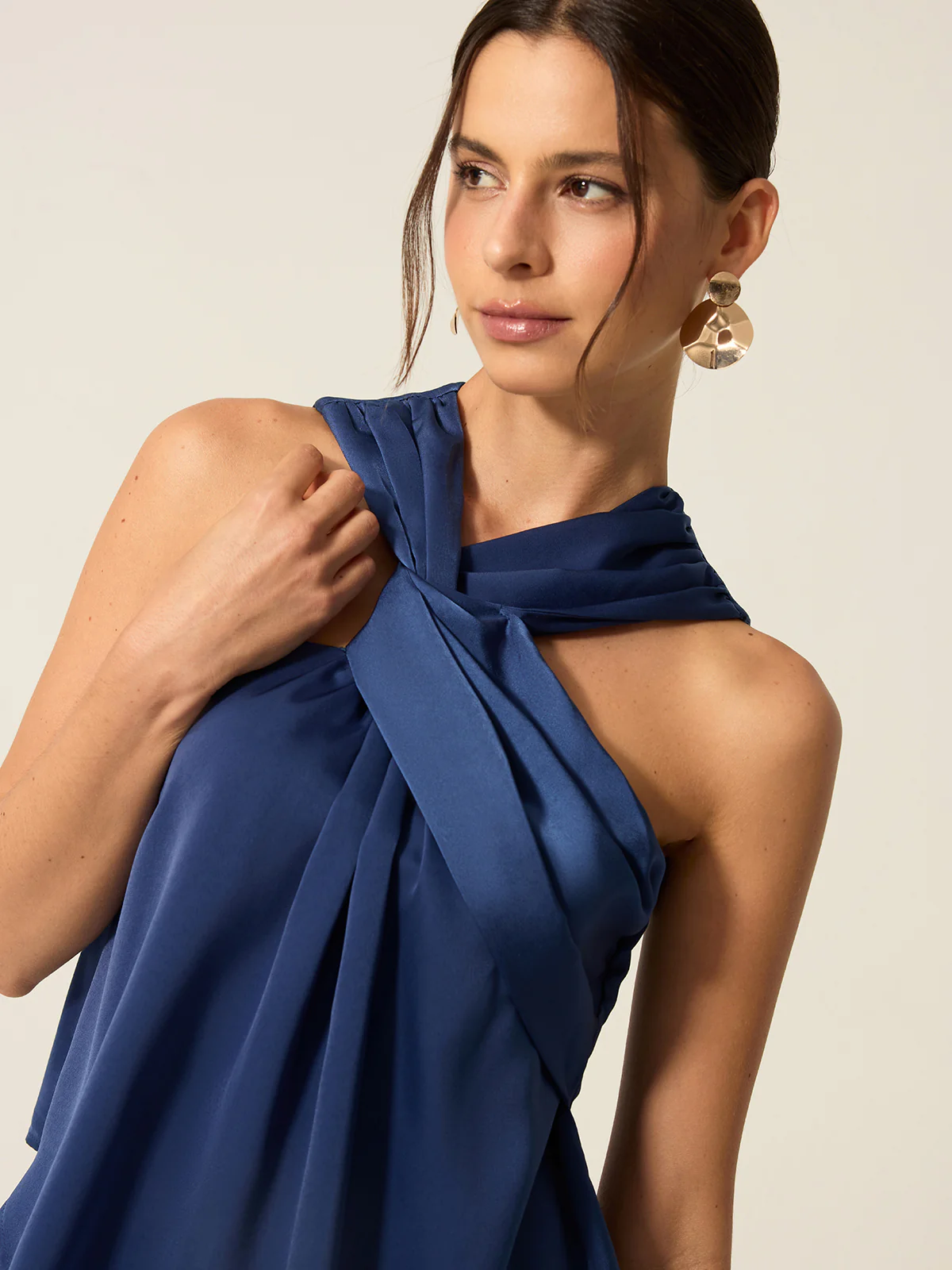 Satin Twist Front Tank Top - Takermore