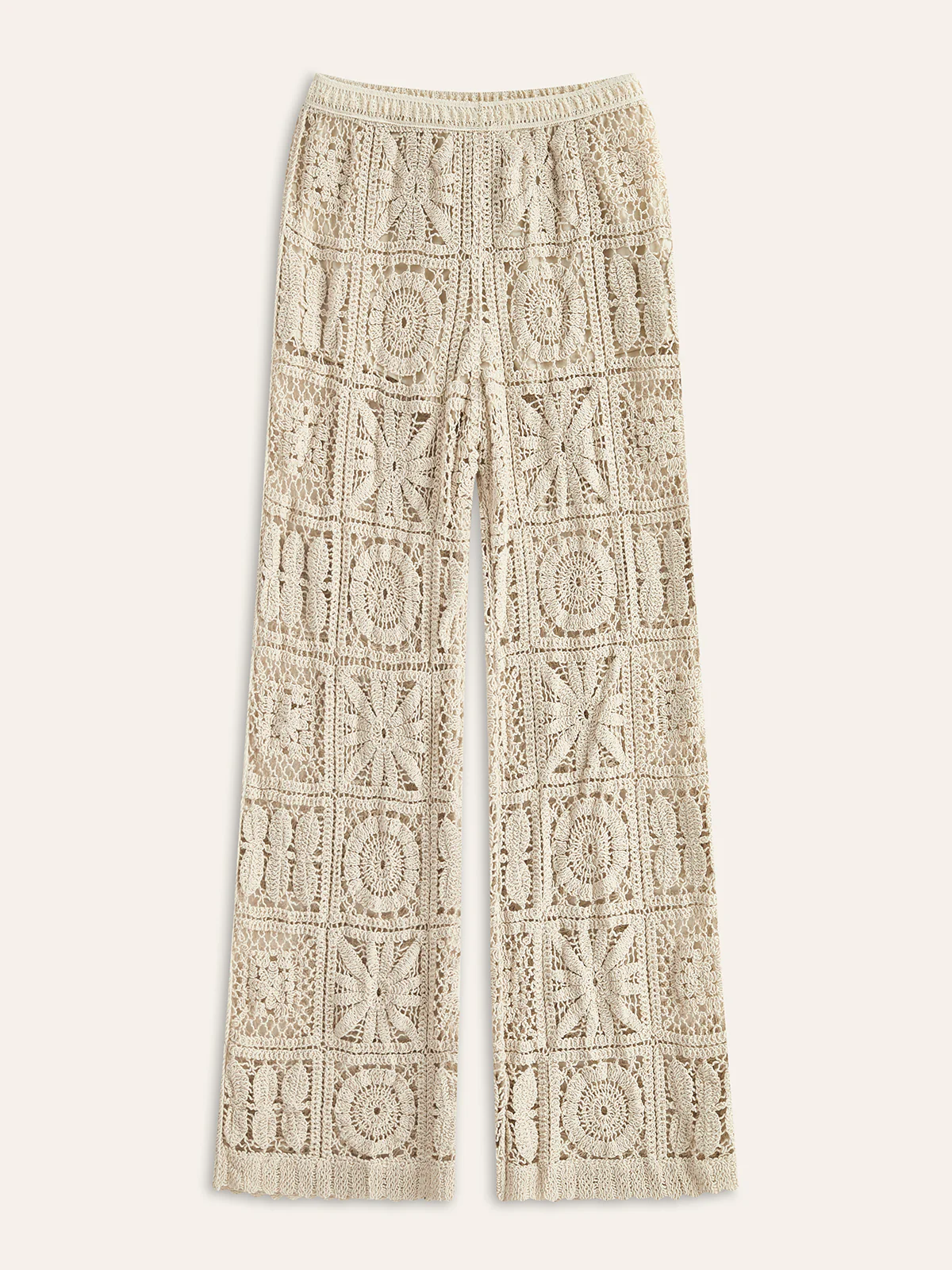 Semi-Sheer Elastic Mid-Waist Pants - Takermore