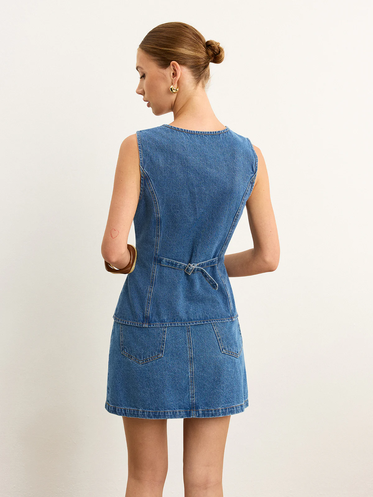 Sleeveless Denim Skirt Set - Takermore