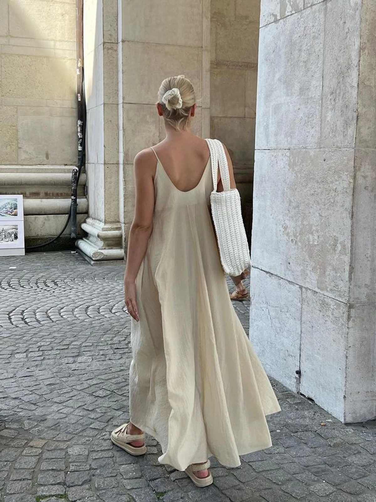 Double Layers V-neck Long Dress - Takermore