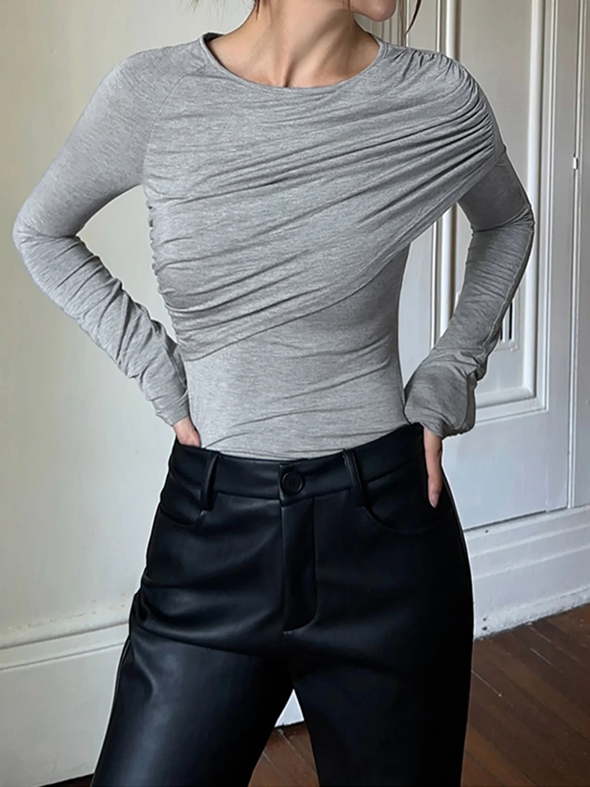 Layered Long Sleeve Pleated Shirt - Takermore