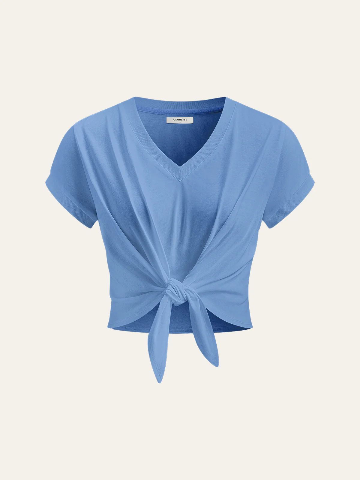 Knot Front V-Neck T-Shirt - Takermore