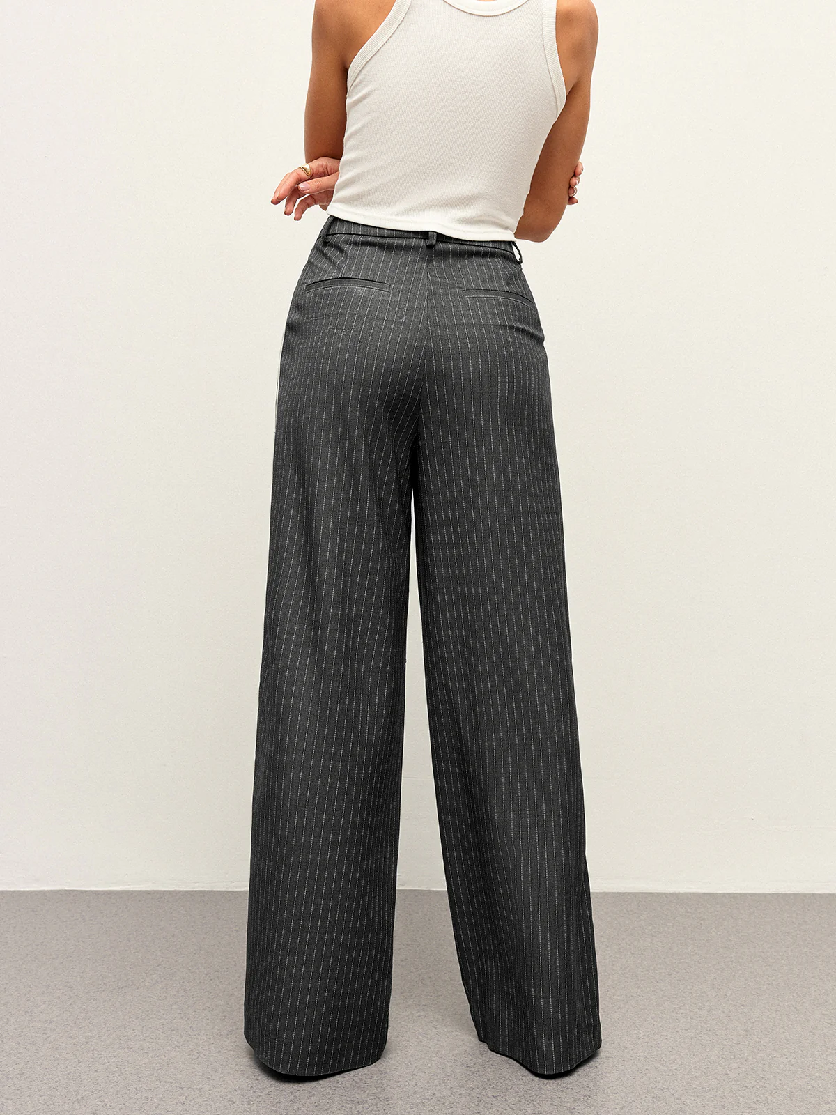 Mid-Waist Striped Panel Pants - Takermore