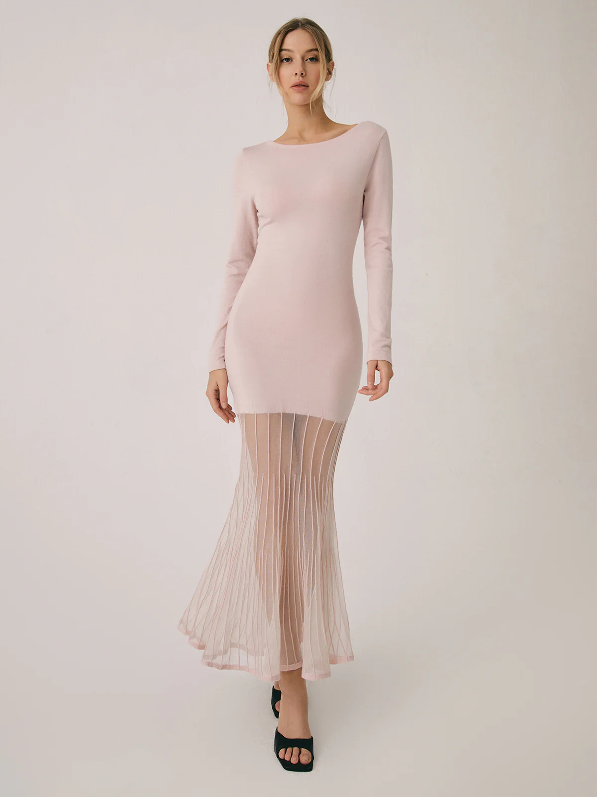 Lace Hem Mermaid Midi Sweater Dress - Takermore