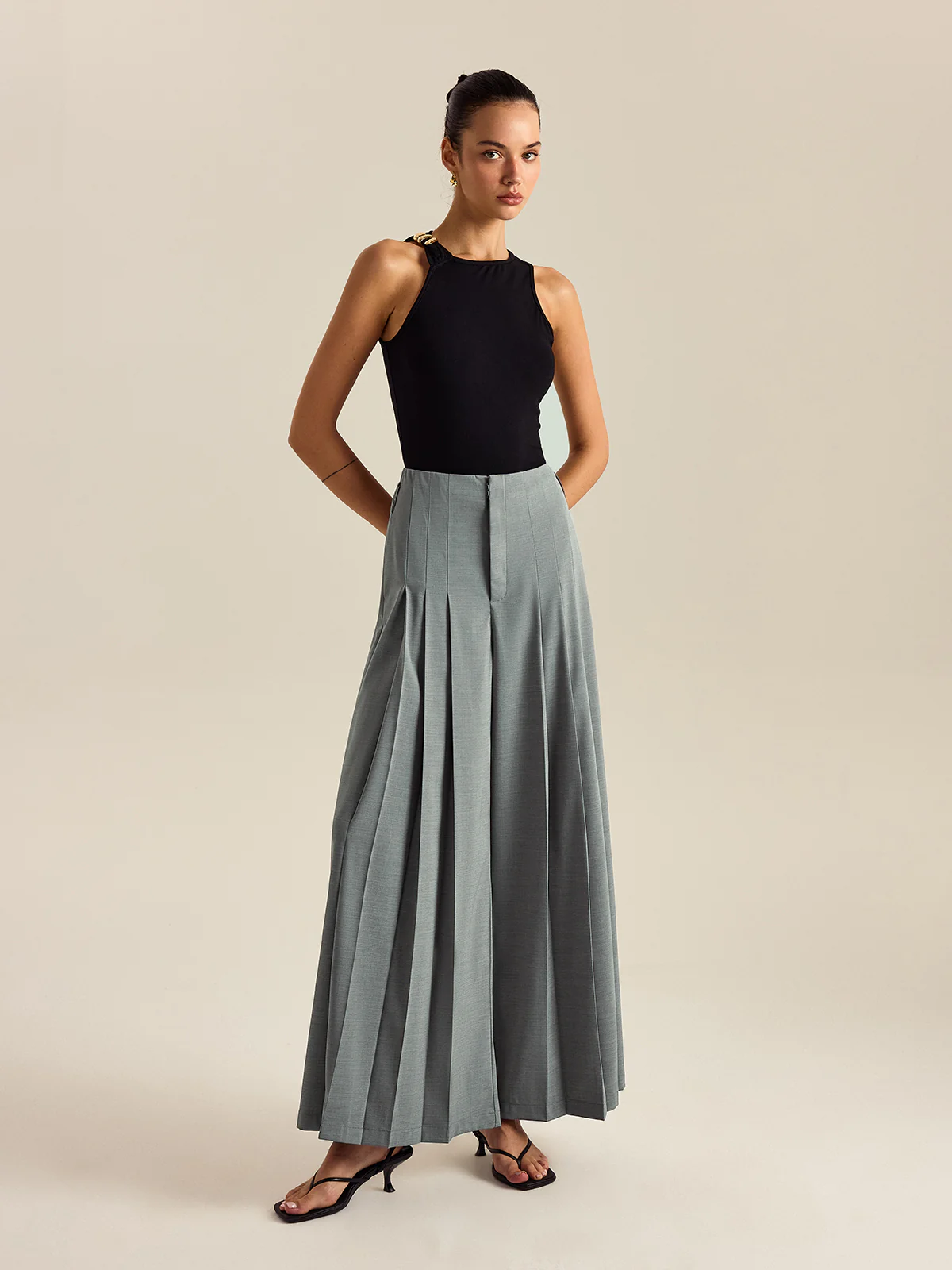 Pleated Wide-Leg Pants - Takermore