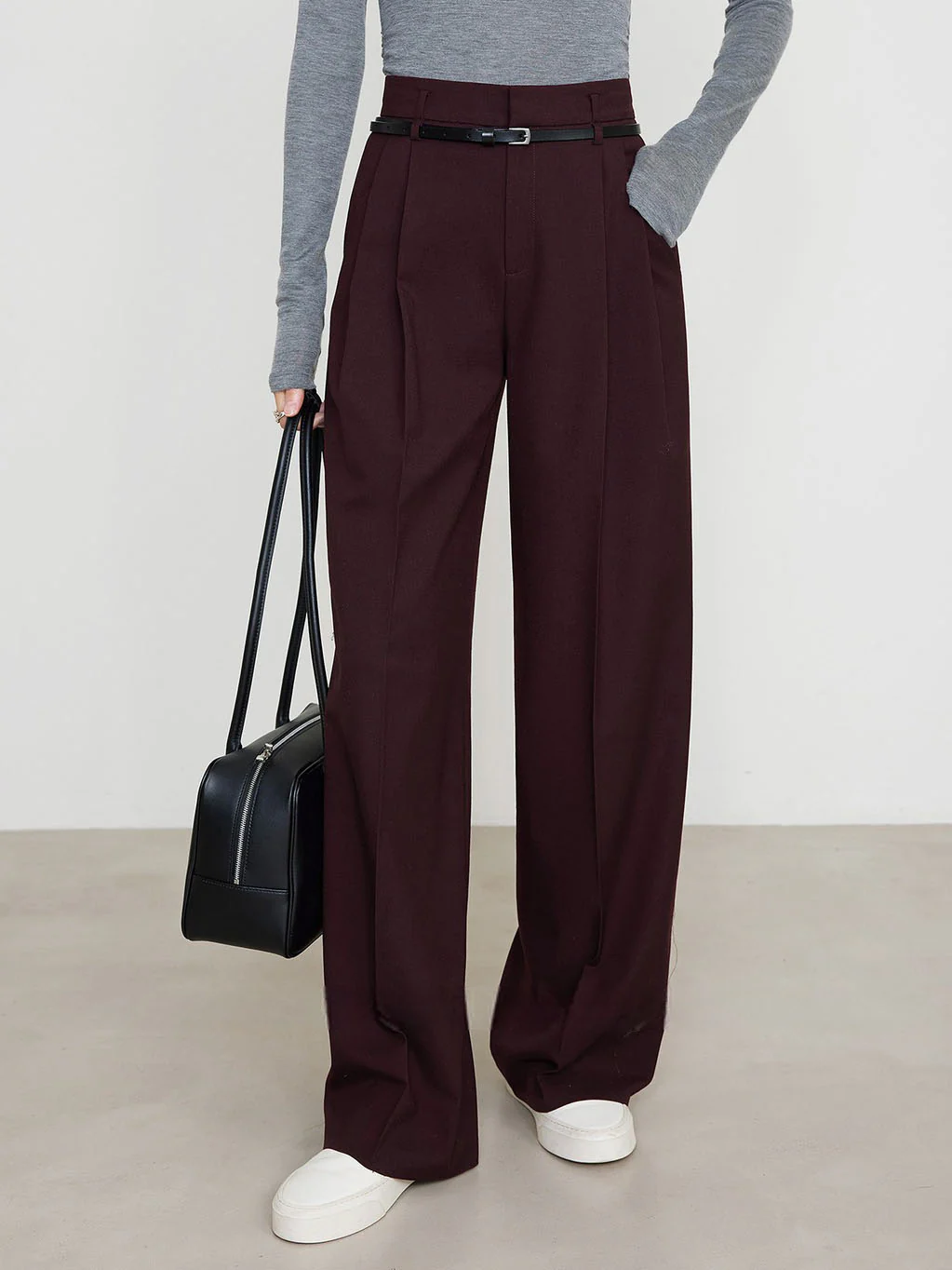 Utility High-Waist Pleated Pants Without Belt - Takermore