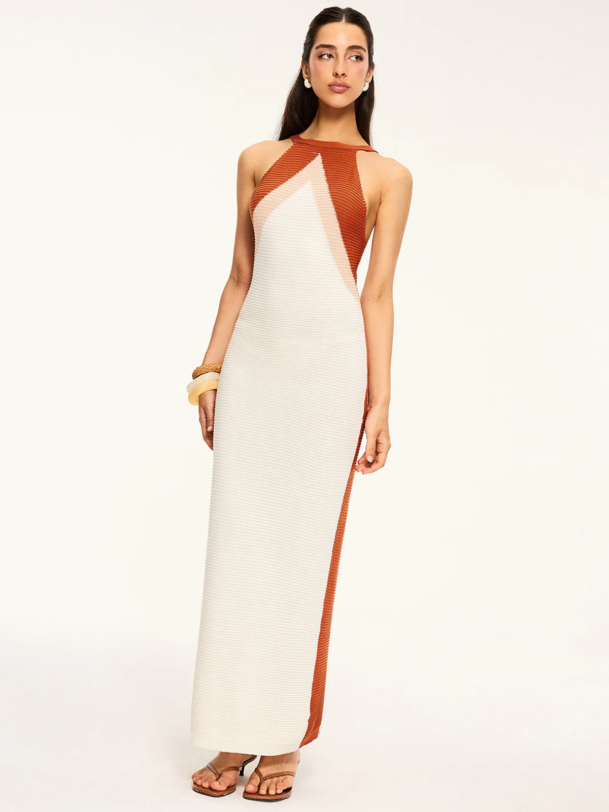 Knit Maxi Dress with Cut-Out Back - Takermore