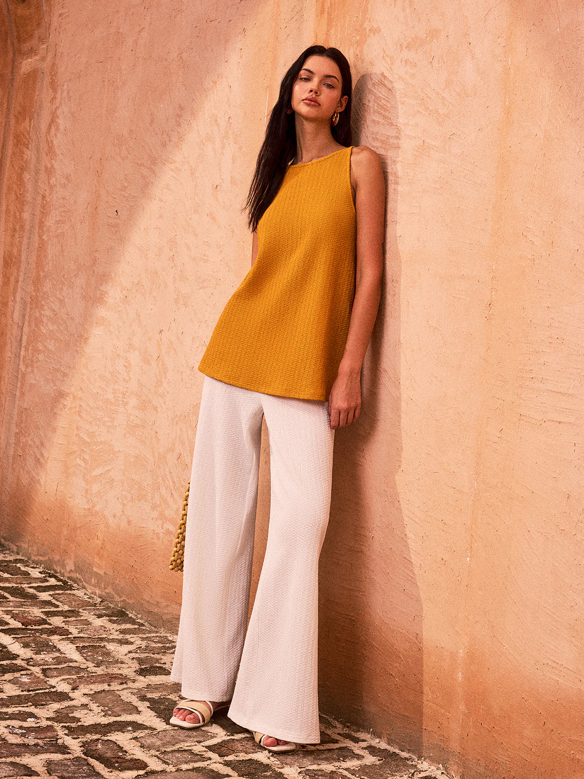 Textured Wide-Leg Knit Pants - Takermore