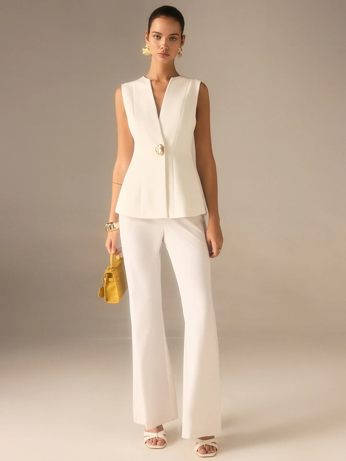 Single Button V-Neck Vest - Takermore