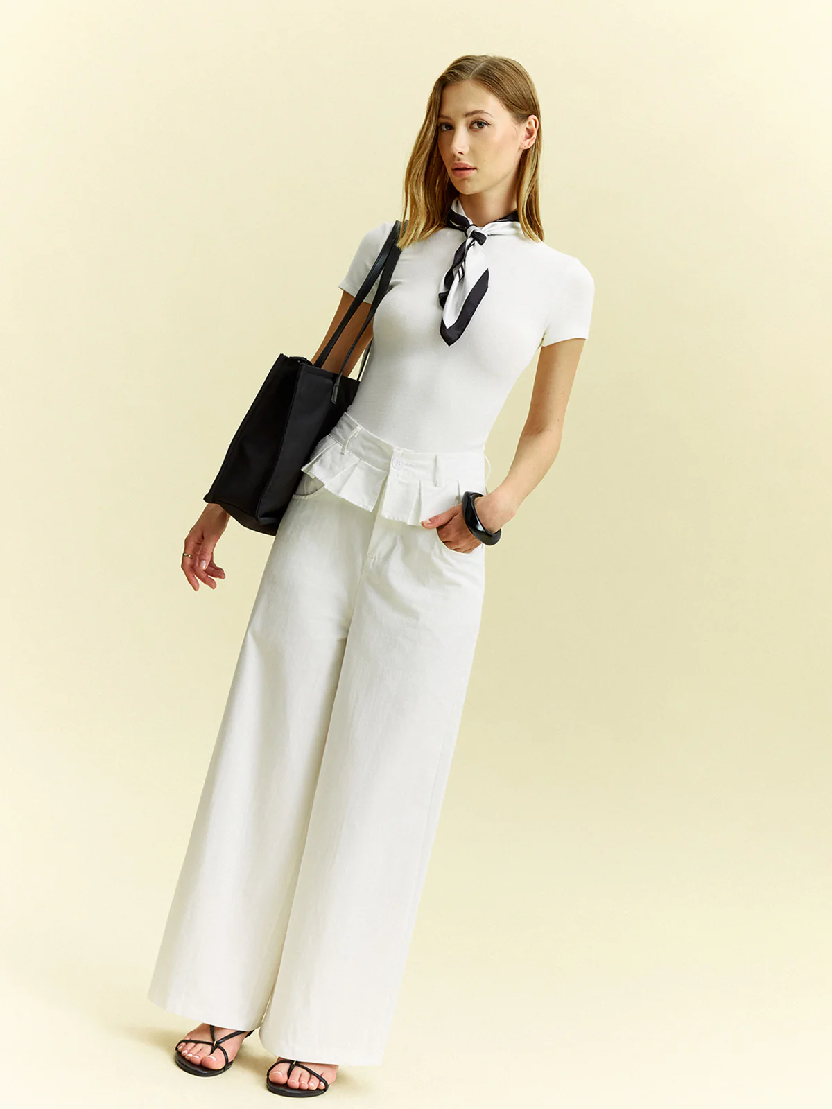 Wide-Leg Pants with Ruffle Detail - Takermore