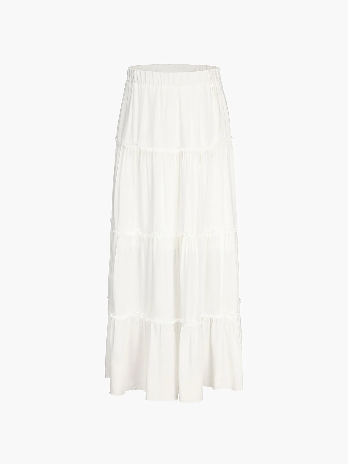 Solid Layered Long Skirt - Takermore