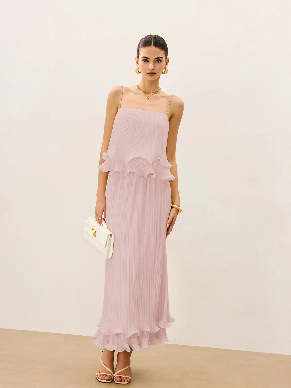 Pleated Layered Ruffle Skirt Set - Takermore