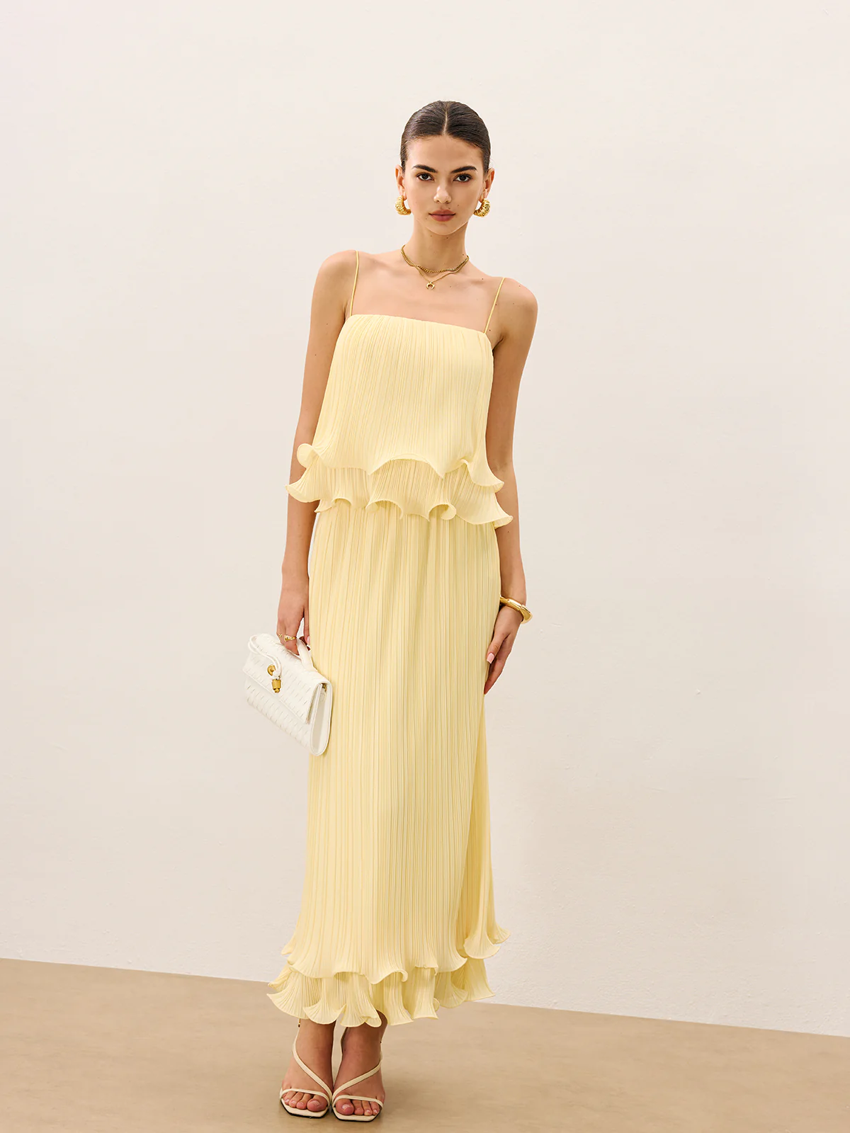 Pleated Layered Ruffle Skirt Set - Takermore