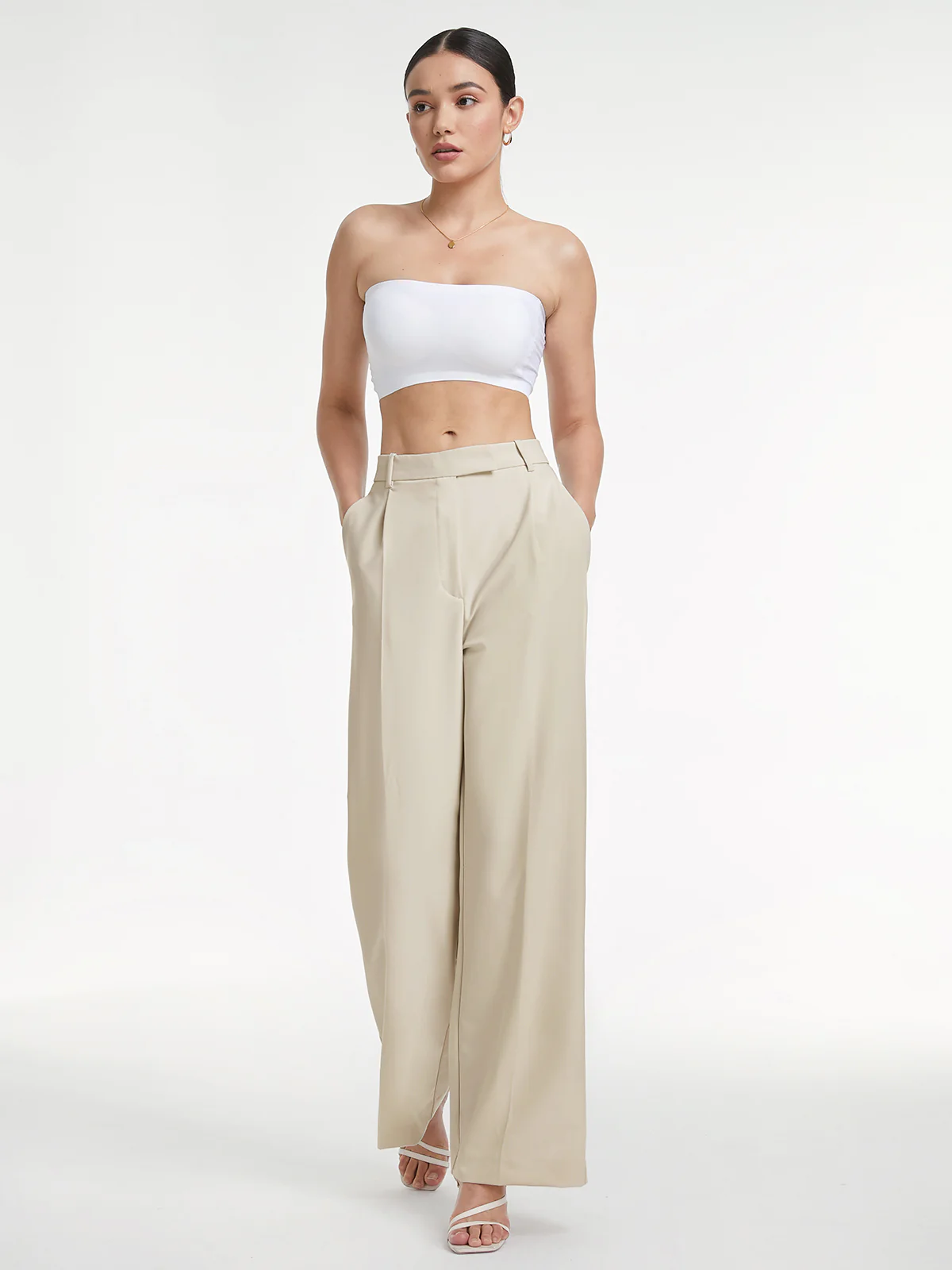 High Waisted Relaxed Fit Wide Leg Dress Pants - Takermore