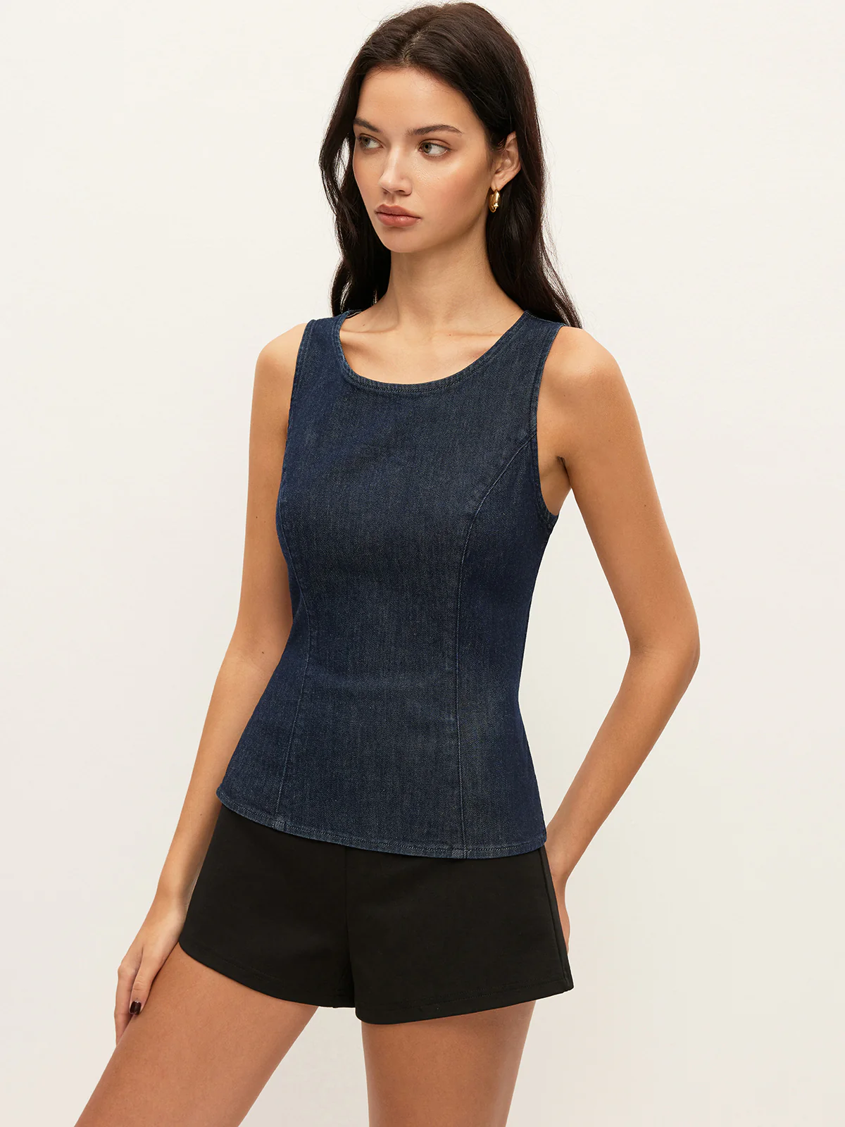 Back Tie Denim Top - Takermore