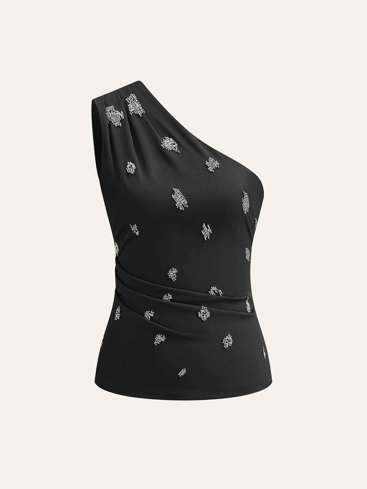 One-Shoulder Embellished Top - Takermore