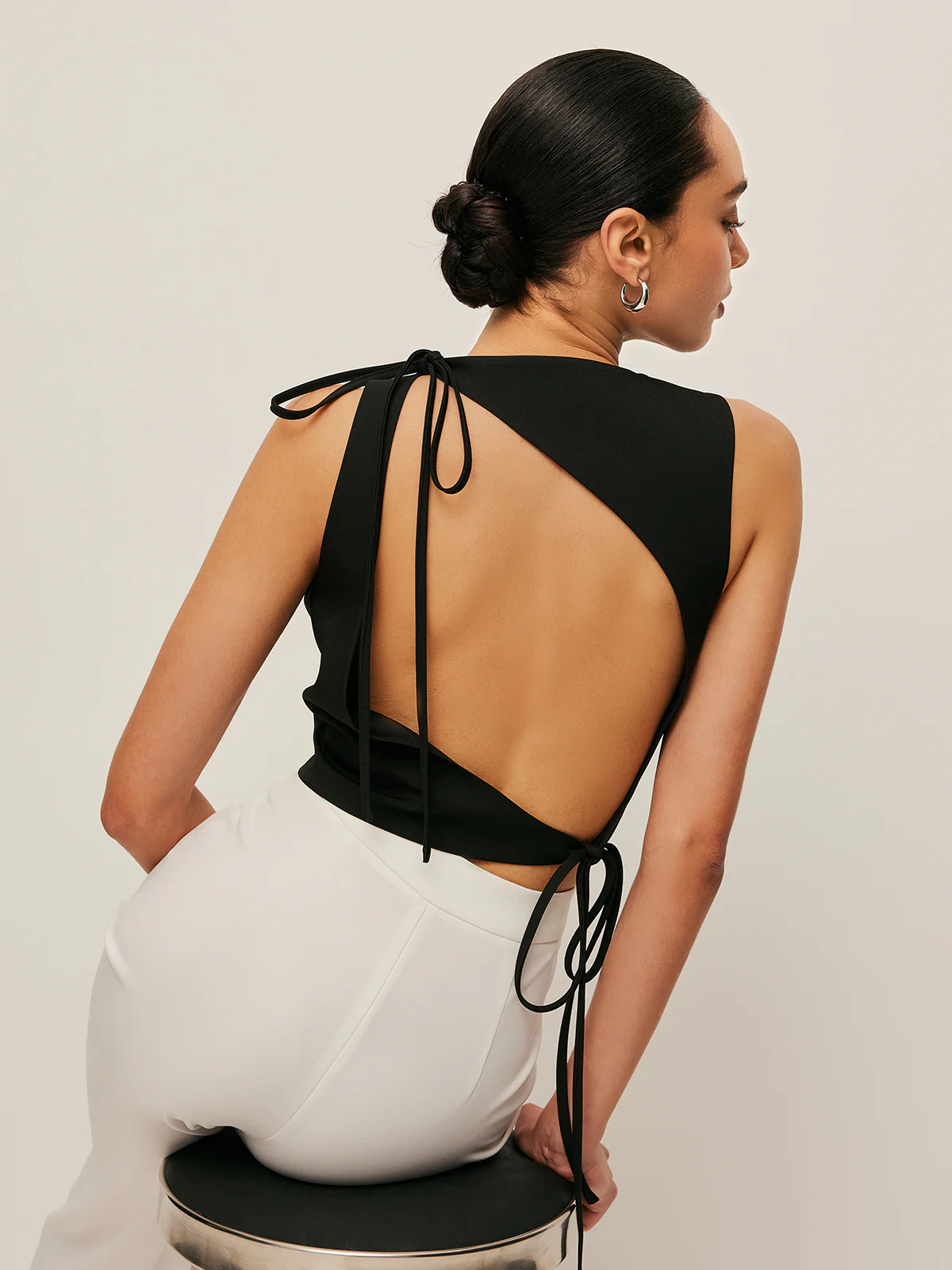 Asymmetrical Open-Back Tie Top - Takermore