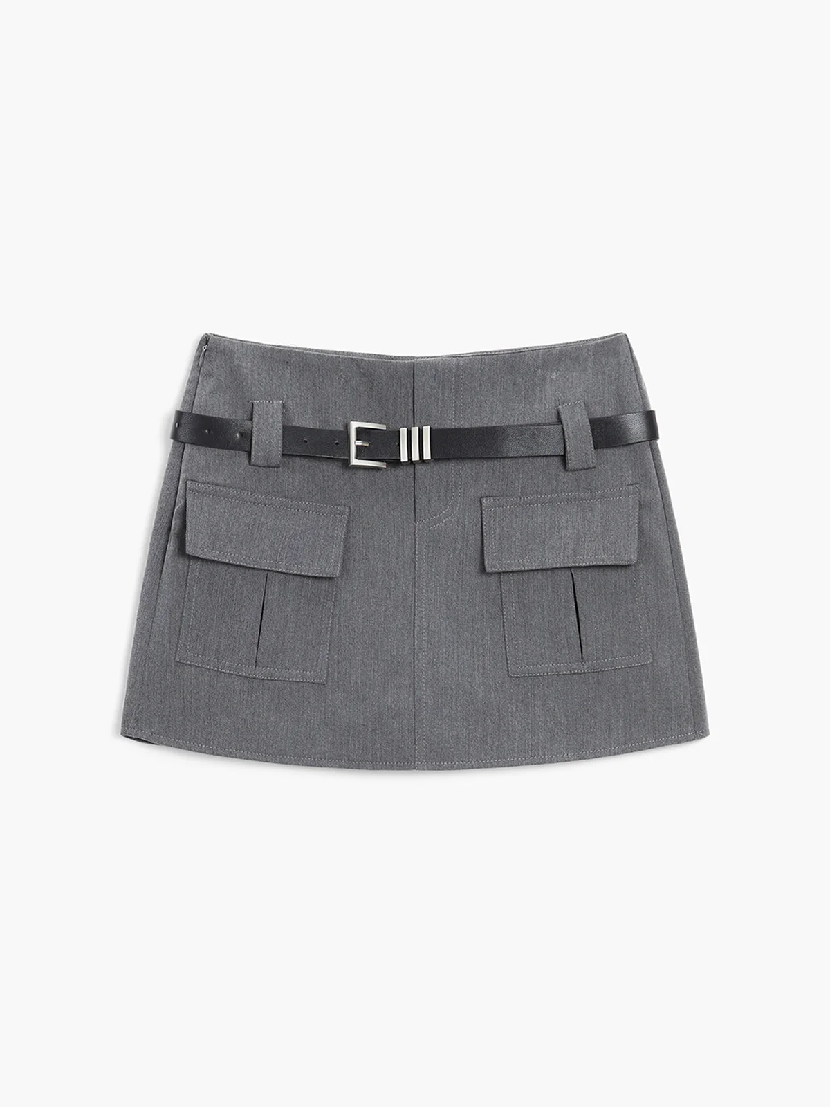 Modern Academia Belted Zippered Mini Skirt - Takermore