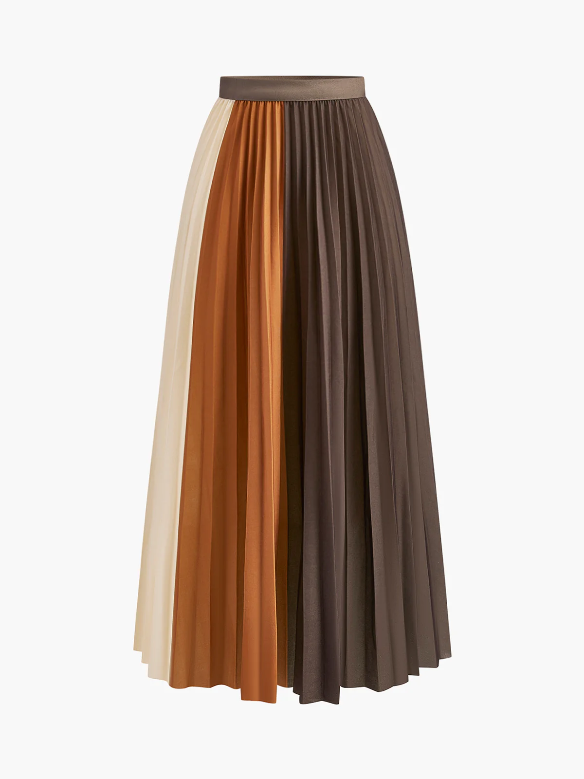 Color Block Pleated Skirt - Takermore