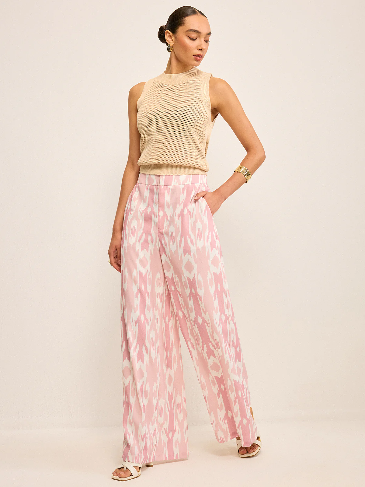 Boho Linen-Look Wide-Leg Pants - Takermore