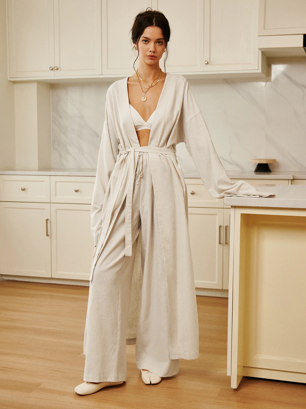 Oversized Solid Belted Draped Maxi Long Shirt - Takermore