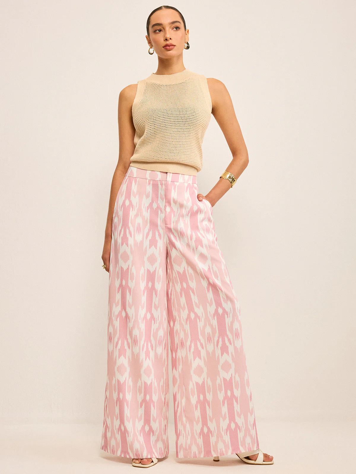 Boho Linen-Look Wide-Leg Pants - Takermore