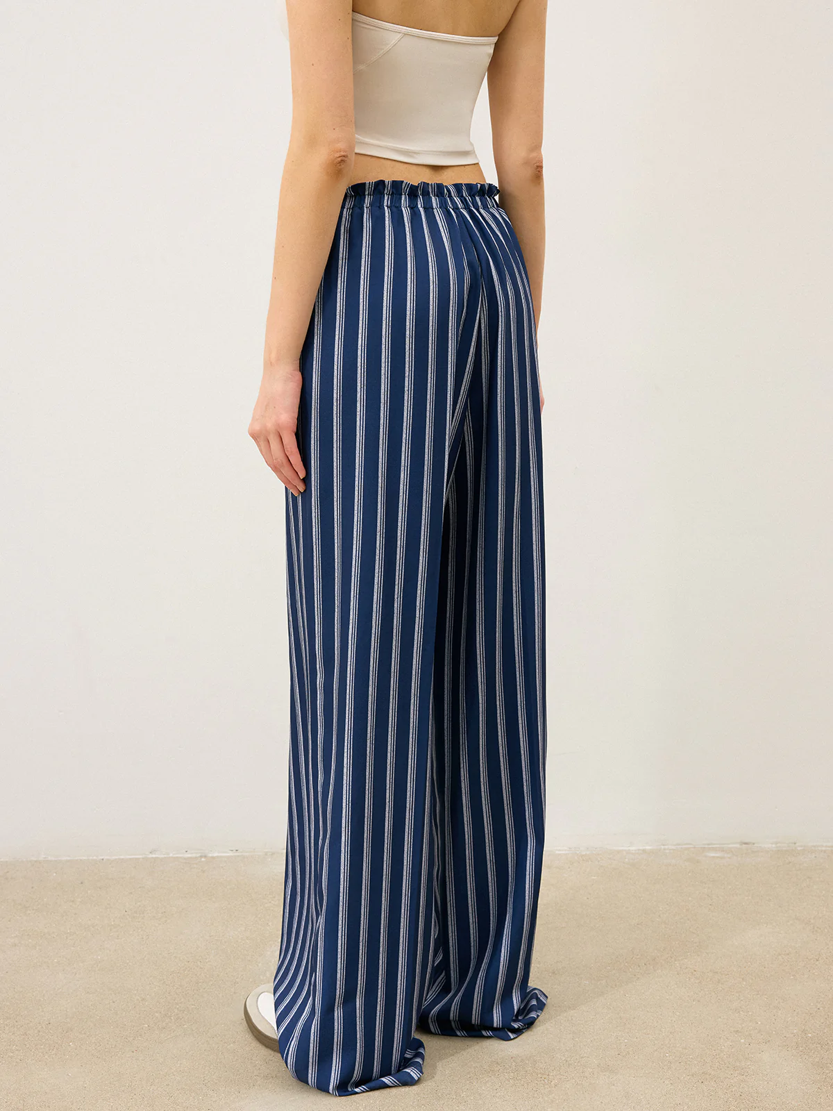 Striped Drawstring Wide-Leg Pants - Takermore
